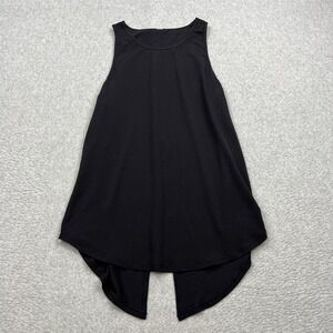Lululemon Open Up Tank Top Womens 4* Black Mesh Keyhole Split Back Yoga W1AYZS